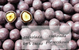 Orzech laskowy w czekoladzie czarna porzeczka i gorzkiej 64% cacao 100g opakowanie bag