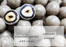 Orzech laskowy w czekoladzie kawowej i gorzkiej 64% cacao 100g opakowanie bag